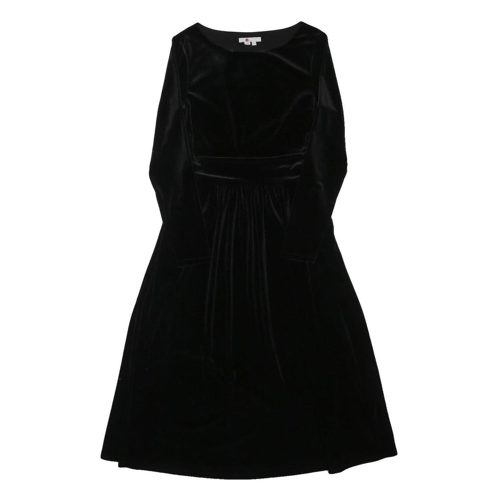 BODEN Womens Black Velvet Long Sleeve Knee Length Dress UK 12 Elegant Soft Fit