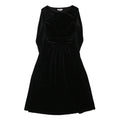 BODEN Womens Black Velvet Long Sleeve Knee Length Dress UK 12 Elegant Soft Fit