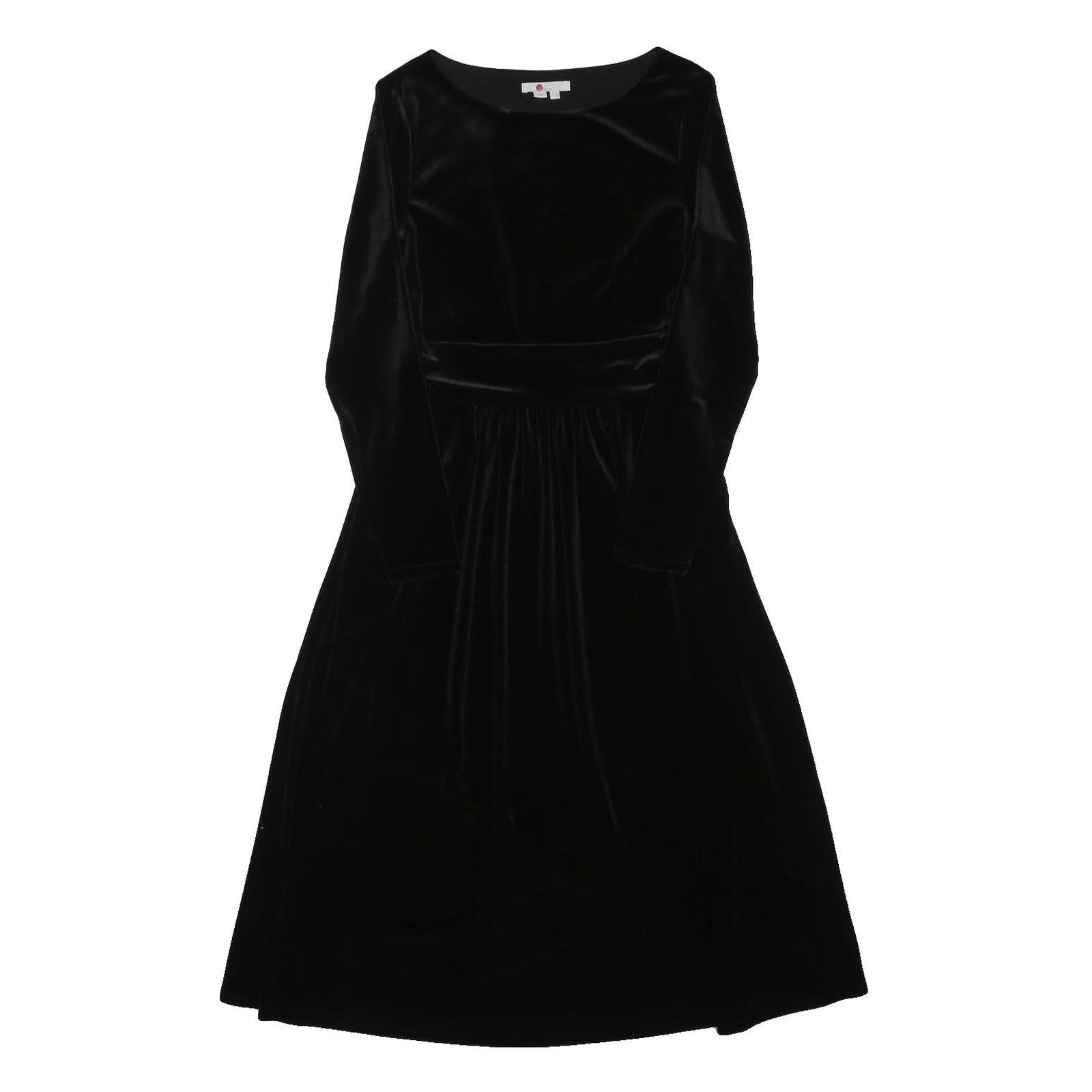 BODEN Womens Black Velvet Long Sleeve Knee Length Dress UK 12 Elegant Soft Fit