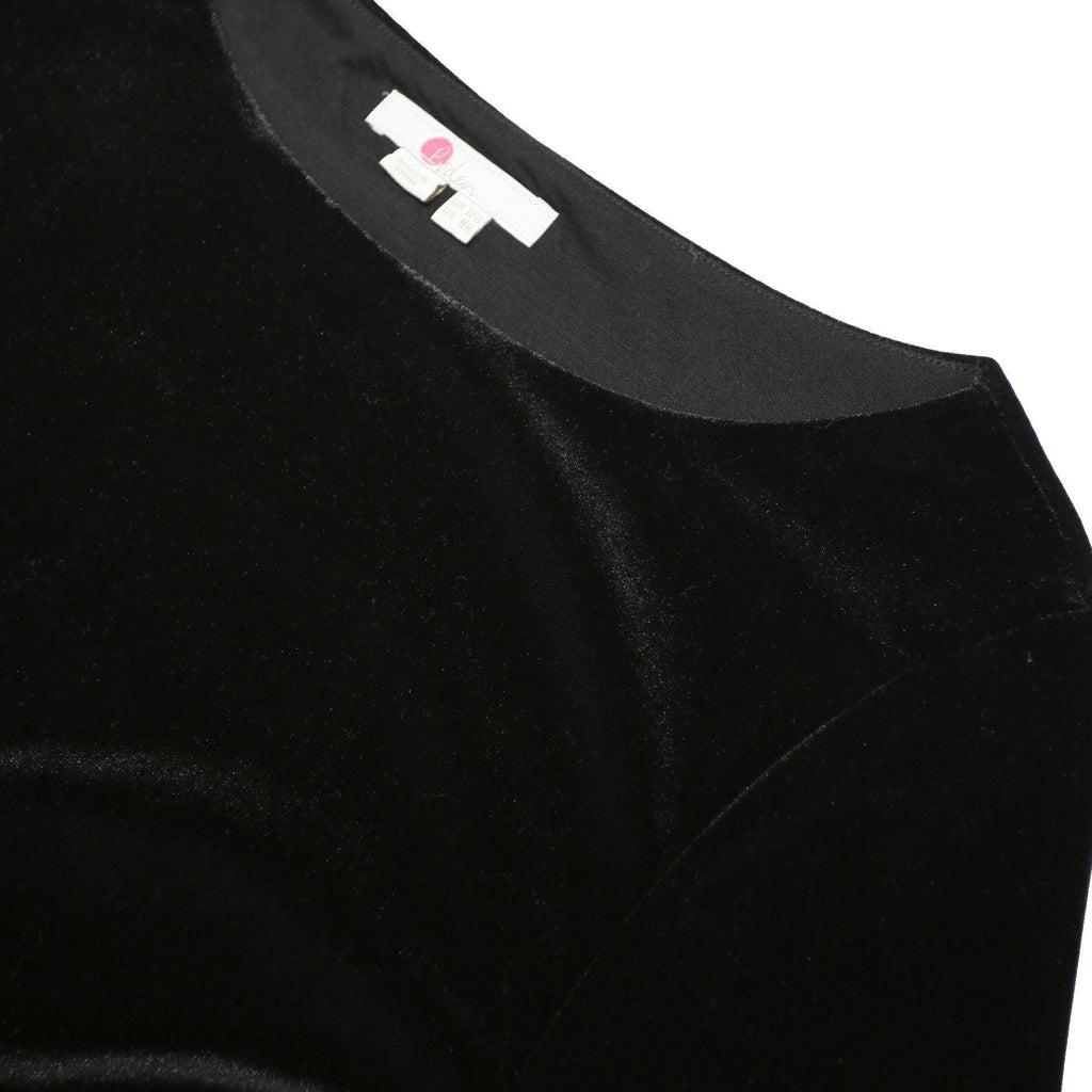 BODEN Womens Black Velvet Long Sleeve Knee Length Dress UK 12 Elegant Soft Fit