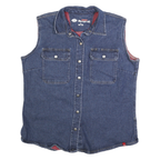 DICKIES Womens Blue Sleeveless Denim Button Jacket L Cotton Workwear Vest