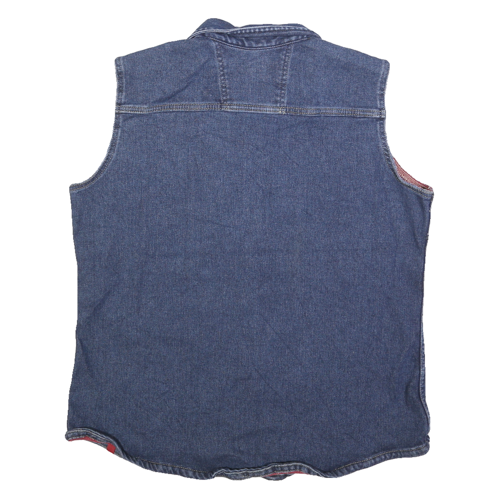 DICKIES Womens Blue Sleeveless Denim Button Jacket L Cotton Workwear Vest