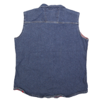 DICKIES Womens Blue Sleeveless Denim Button Jacket L Cotton Workwear Vest