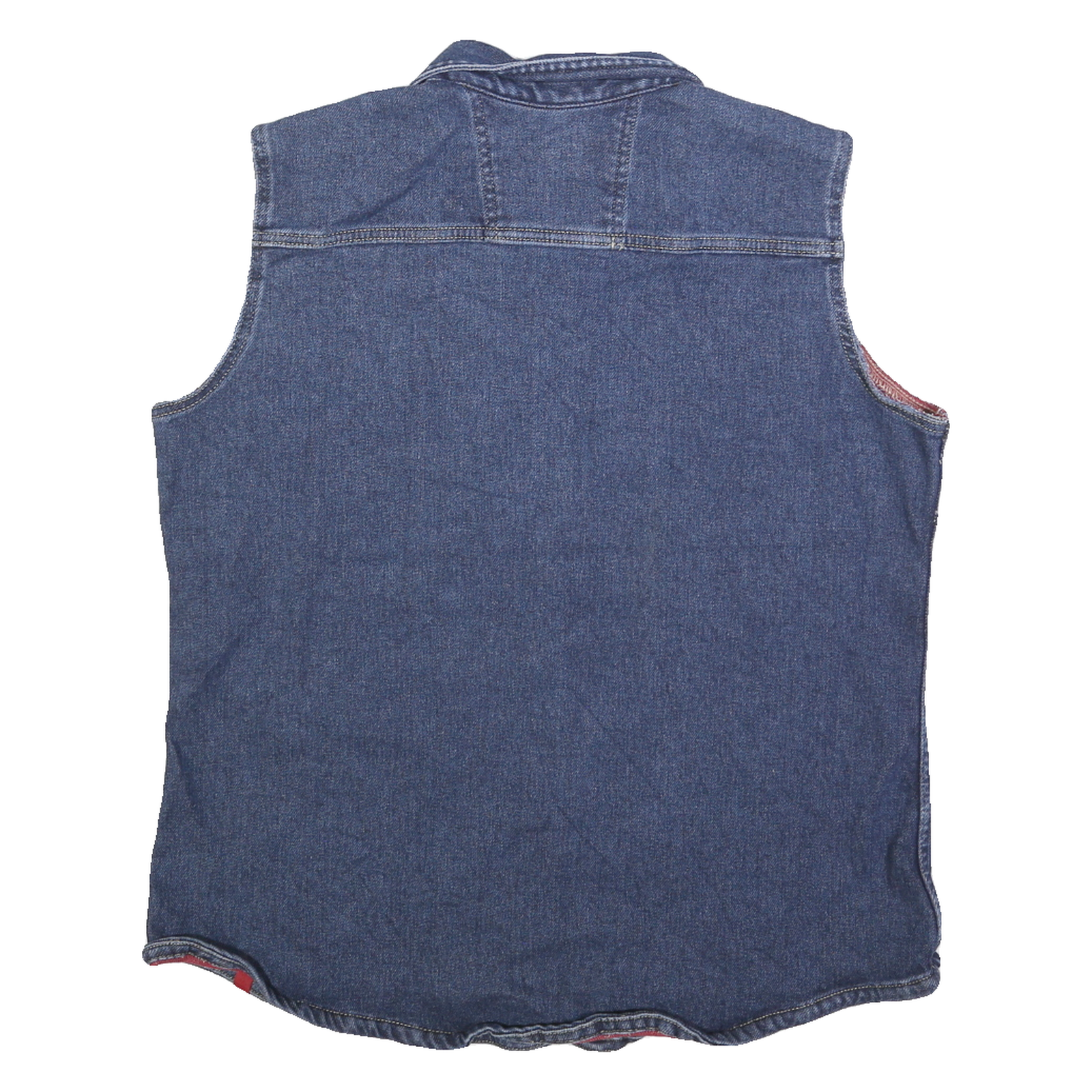 DICKIES Womens Blue Sleeveless Denim Button Jacket L Cotton Workwear Vest