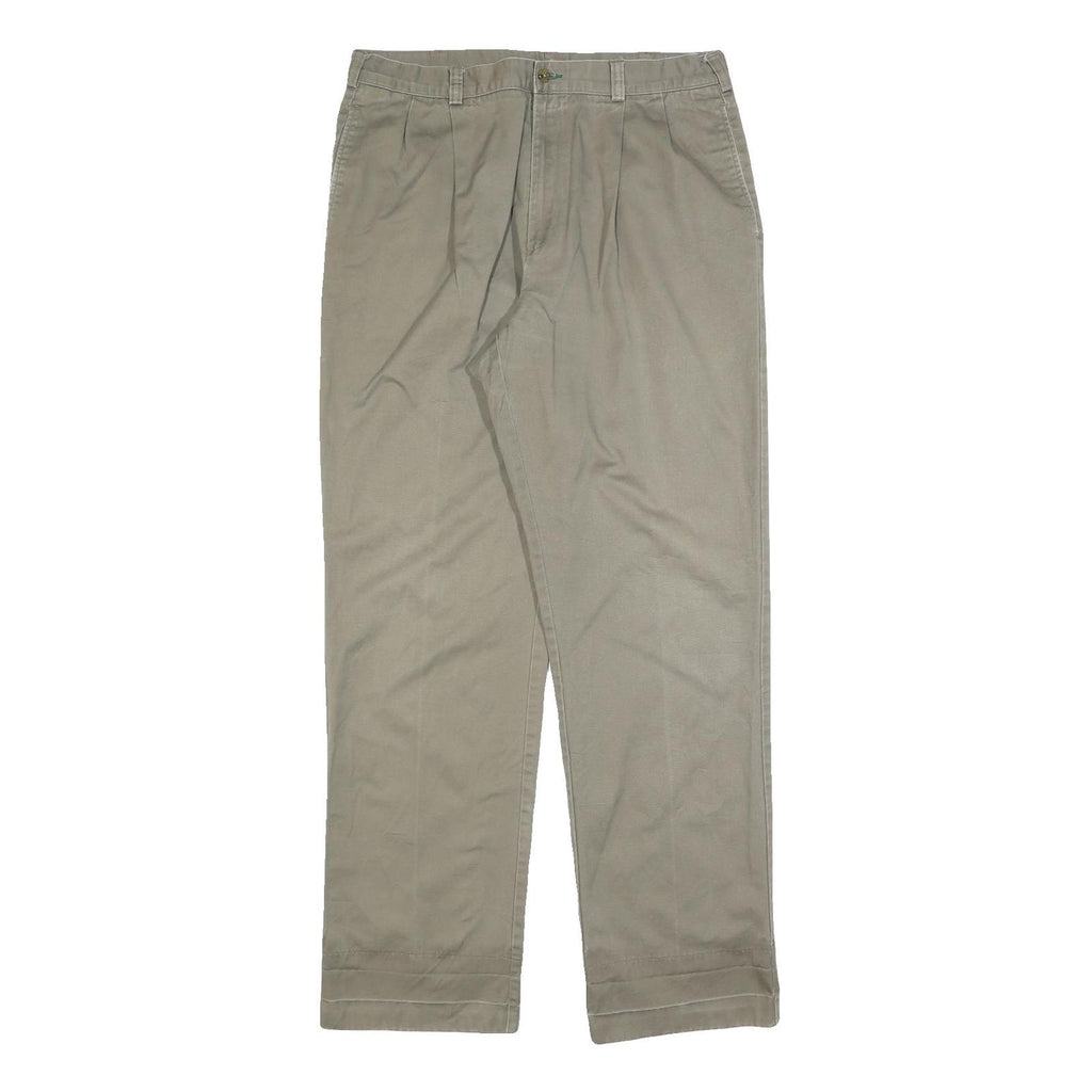 TOMMY HILFIGER Mens Cotton Blend Beige Regular Straight Trousers W36 L32 Classic