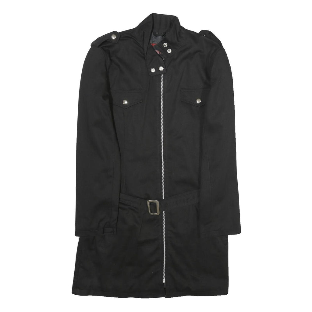 ZOELI'BAT Womens Black Cotton Blend Jacket L Zip Closure Military Style