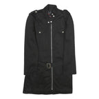 ZOELI'BAT Womens Black Cotton Blend Jacket L Zip Closure Military Style