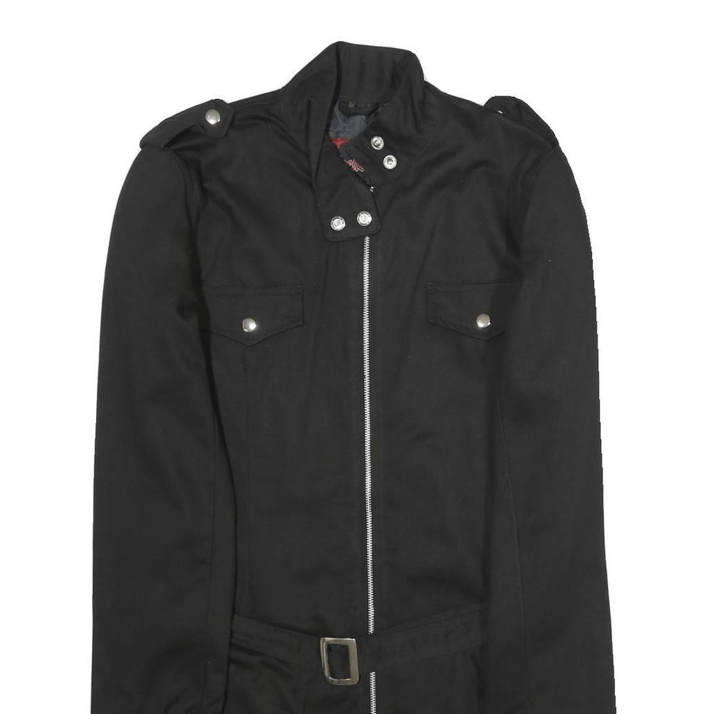 ZOELI'BAT Womens Black Cotton Blend Jacket L Zip Closure Military Style