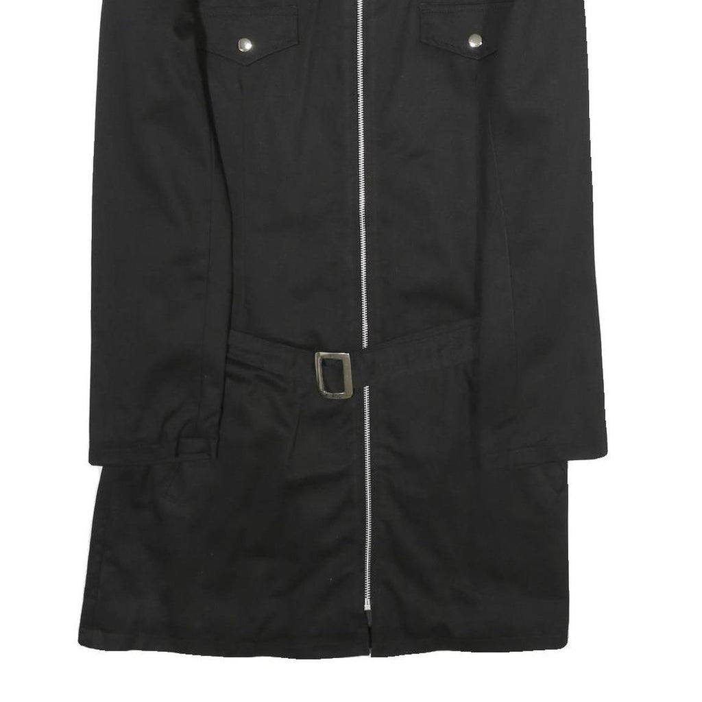 ZOELI'BAT Womens Black Cotton Blend Jacket L Zip Closure Military Style