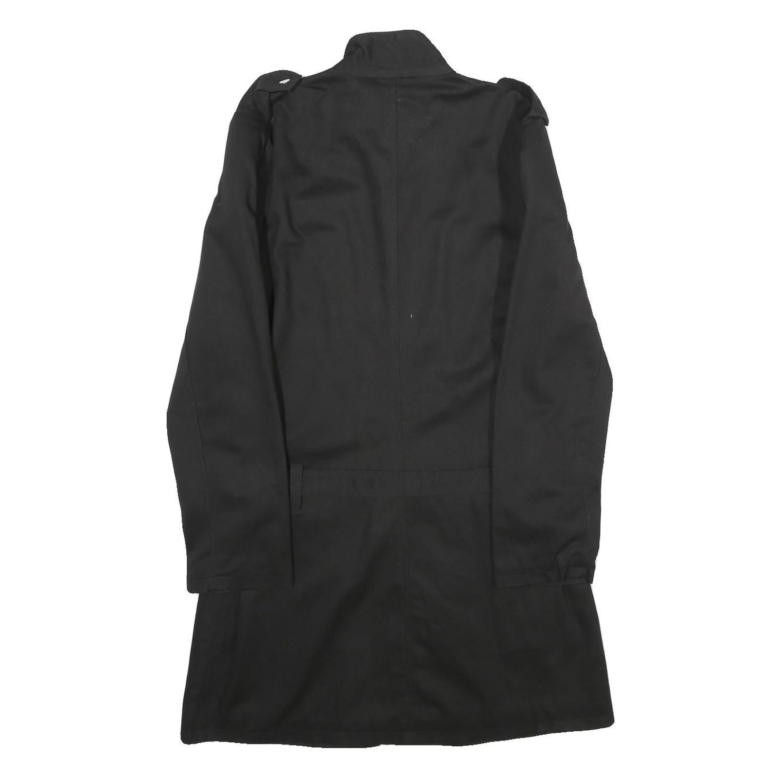 ZOELI'BAT Womens Black Cotton Blend Jacket L Zip Closure Military Style