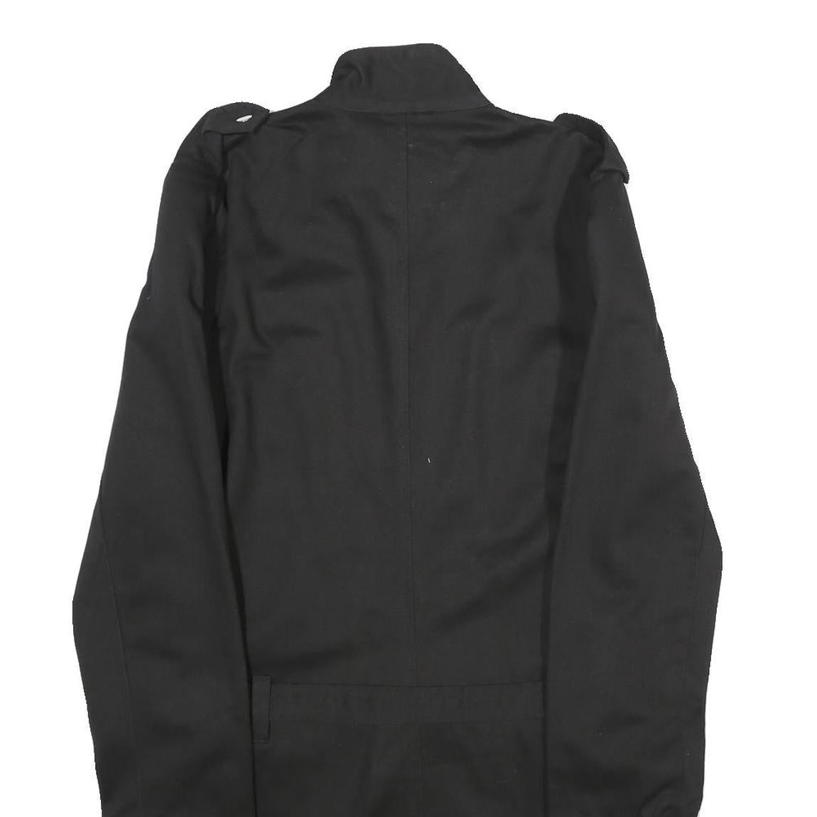 ZOELI'BAT Womens Black Cotton Blend Jacket L Zip Closure Military Style