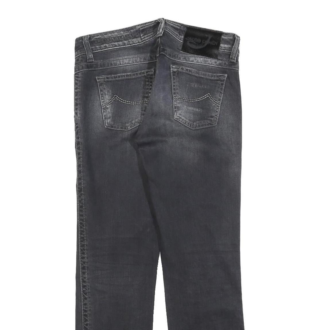 JACOB COHEN Womens Jeans Black Slim Straight Denim Raw W28 L28 Stylish