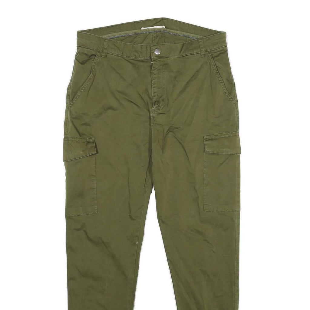 TALLY WEIJL Womens Cotton Blend Olive Slim Relaxed Cargo Trousers W32 L29