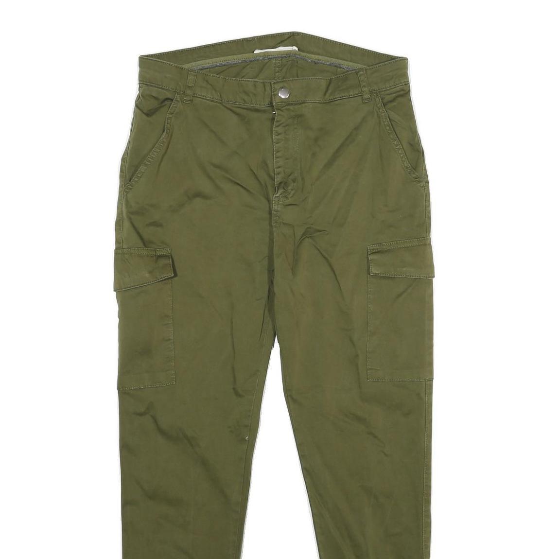 TALLY WEIJL Womens Cotton Blend Olive Slim Relaxed Cargo Trousers W32 L29