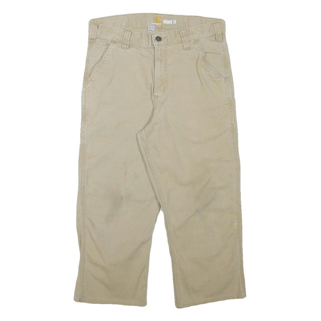 CARHARTT Mens Relaxed Fit Beige Cotton Blend Trouser W30 L21 Workwear Casual