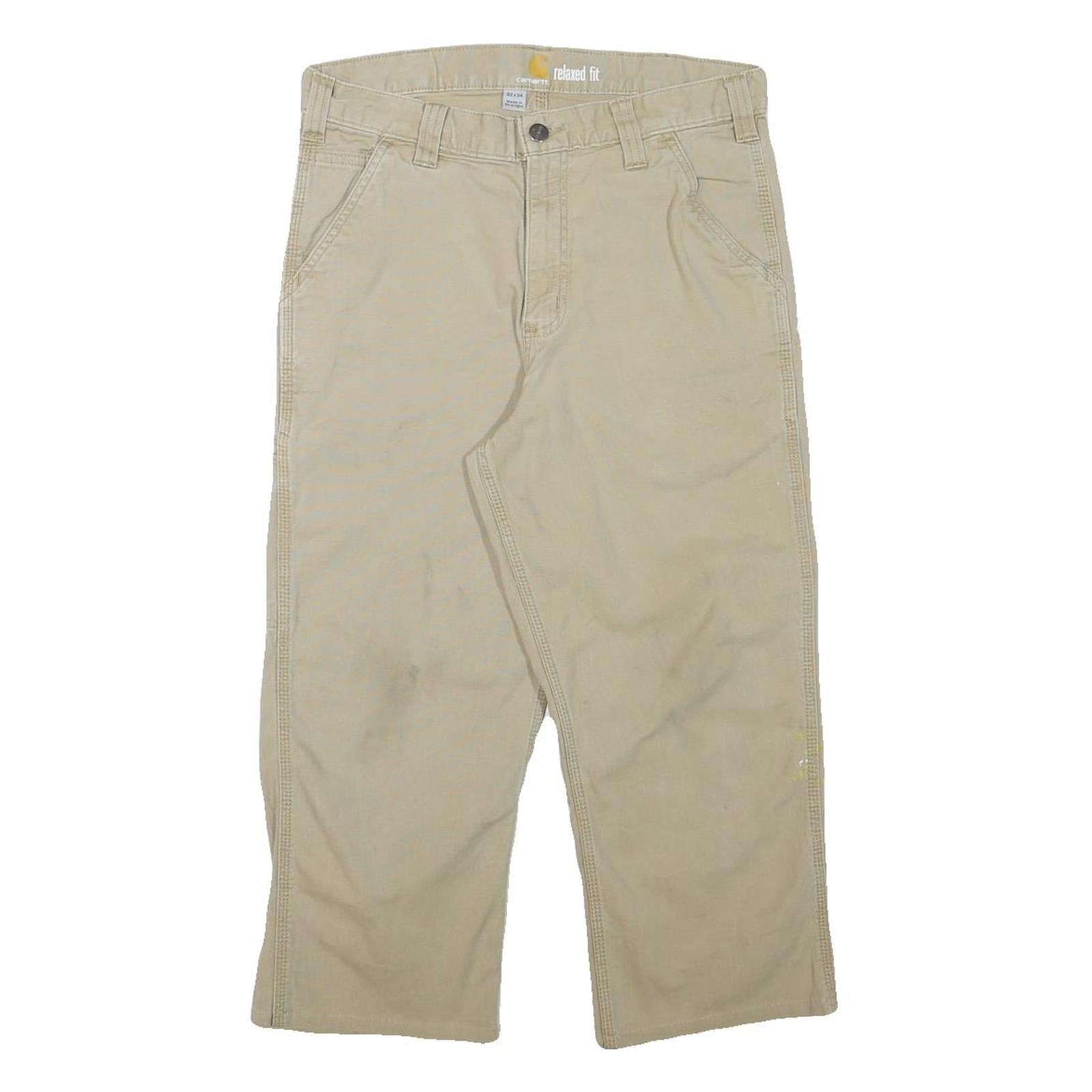 CARHARTT Mens Relaxed Fit Beige Cotton Blend Trouser W30 L21 Workwear Casual