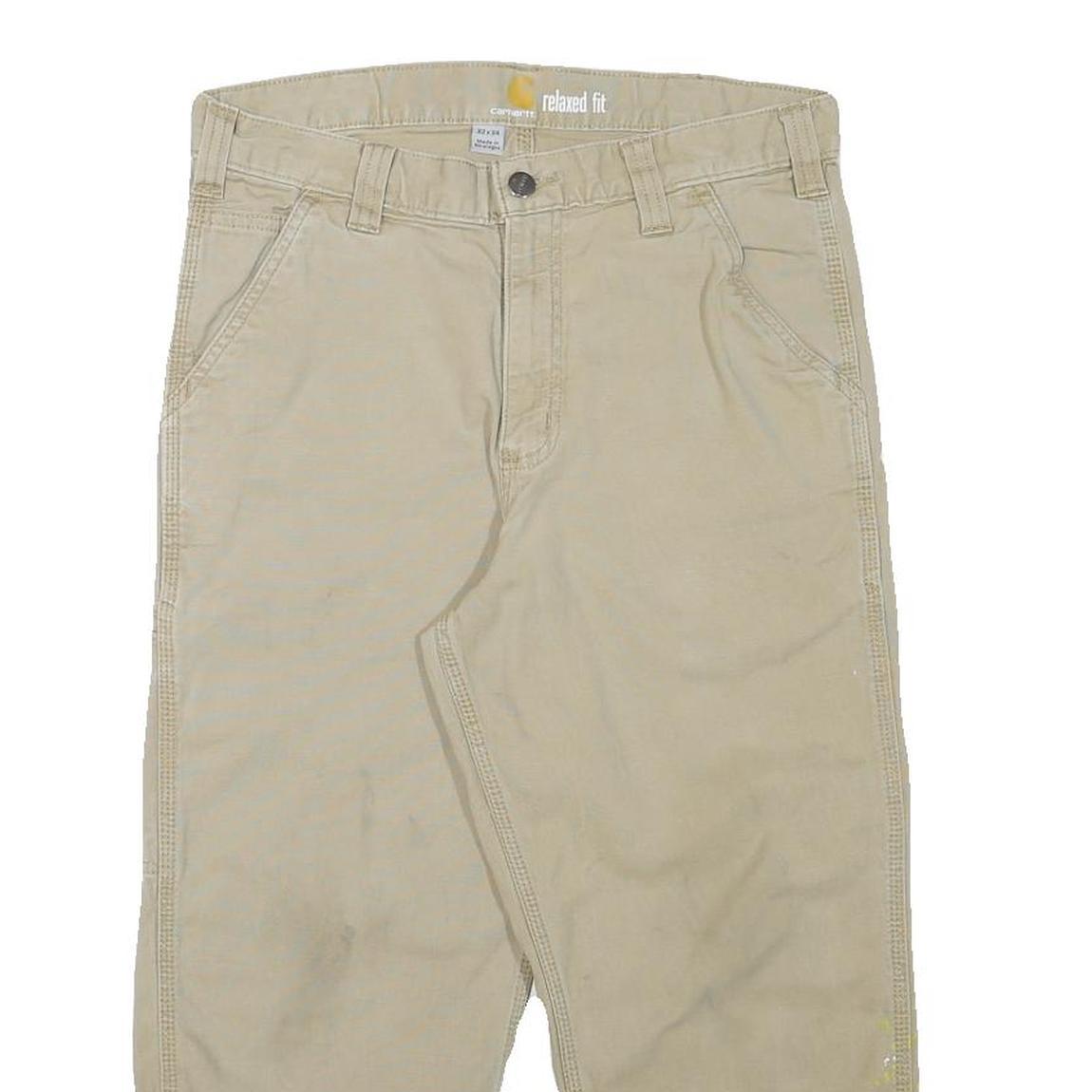 CARHARTT Mens Relaxed Fit Beige Cotton Blend Trouser W30 L21 Workwear Casual