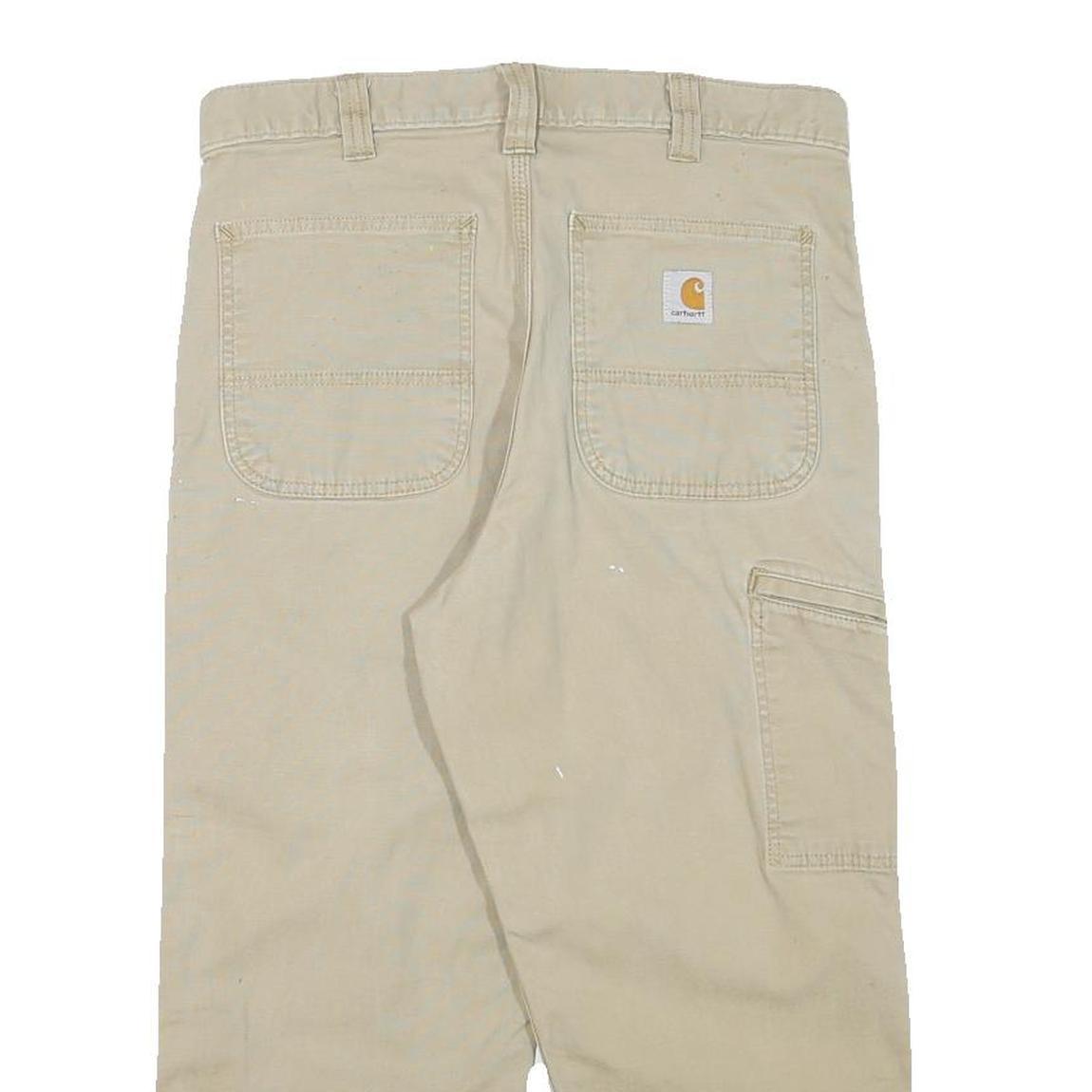 CARHARTT Mens Relaxed Fit Beige Cotton Blend Trouser W30 L21 Workwear Casual