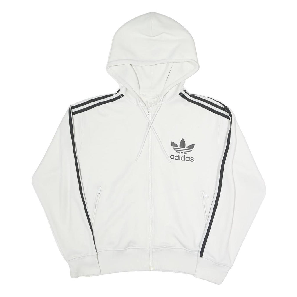 ADIDAS Womens White Hoodie S Cotton Blend Full Zip Sportswear Zip-up