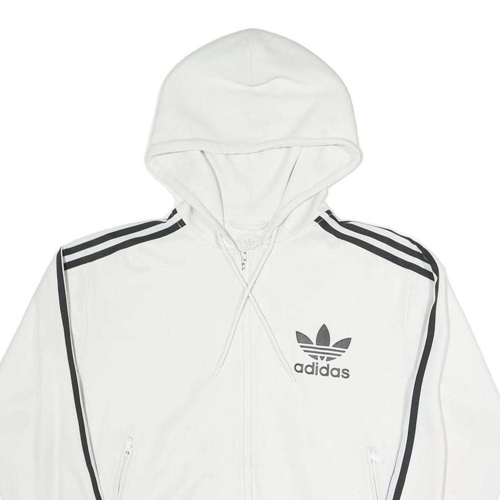 ADIDAS Womens White Hoodie S Cotton Blend Full Zip Sportswear Zip-up