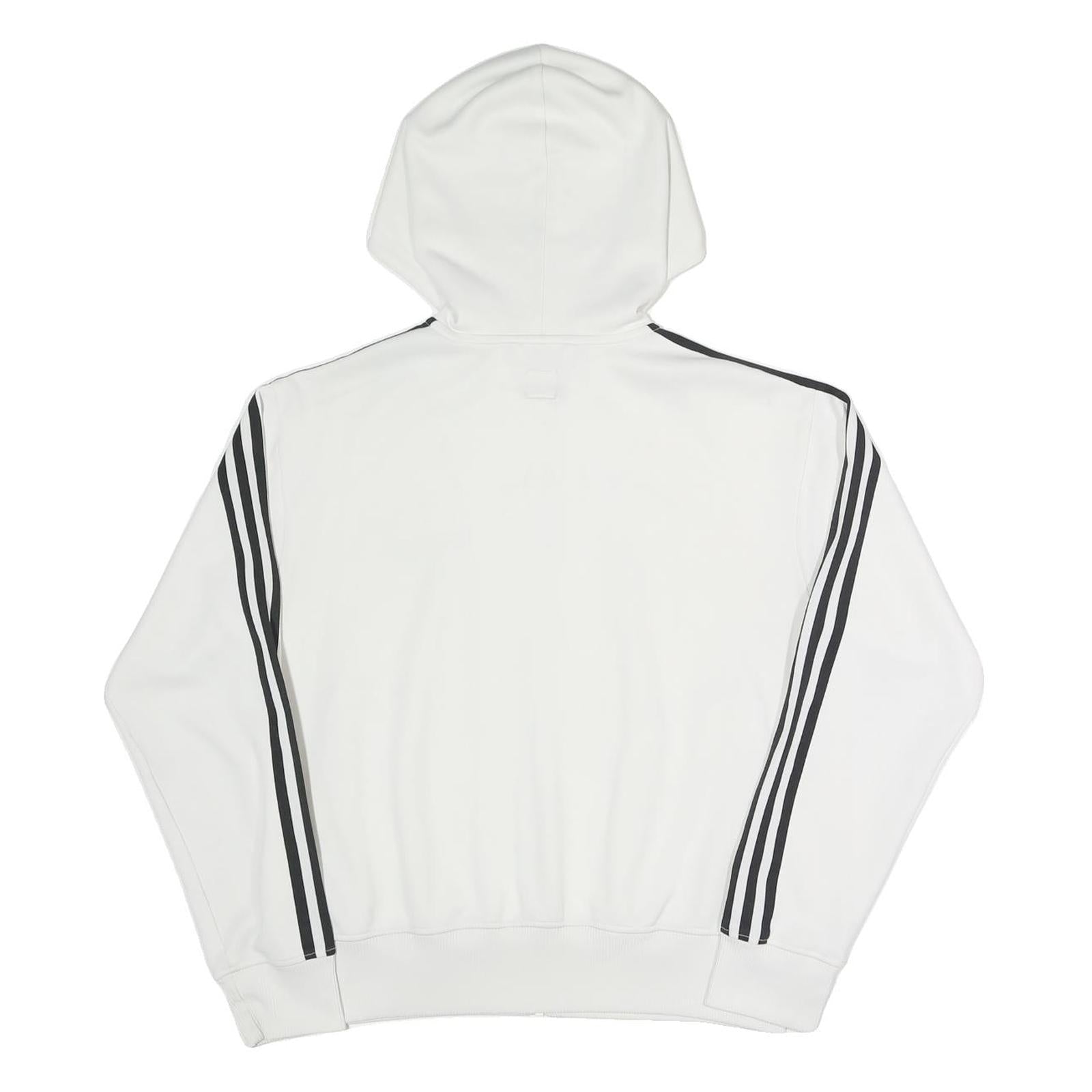 ADIDAS Womens White Hoodie S Cotton Blend Full Zip Sportswear Zip-up