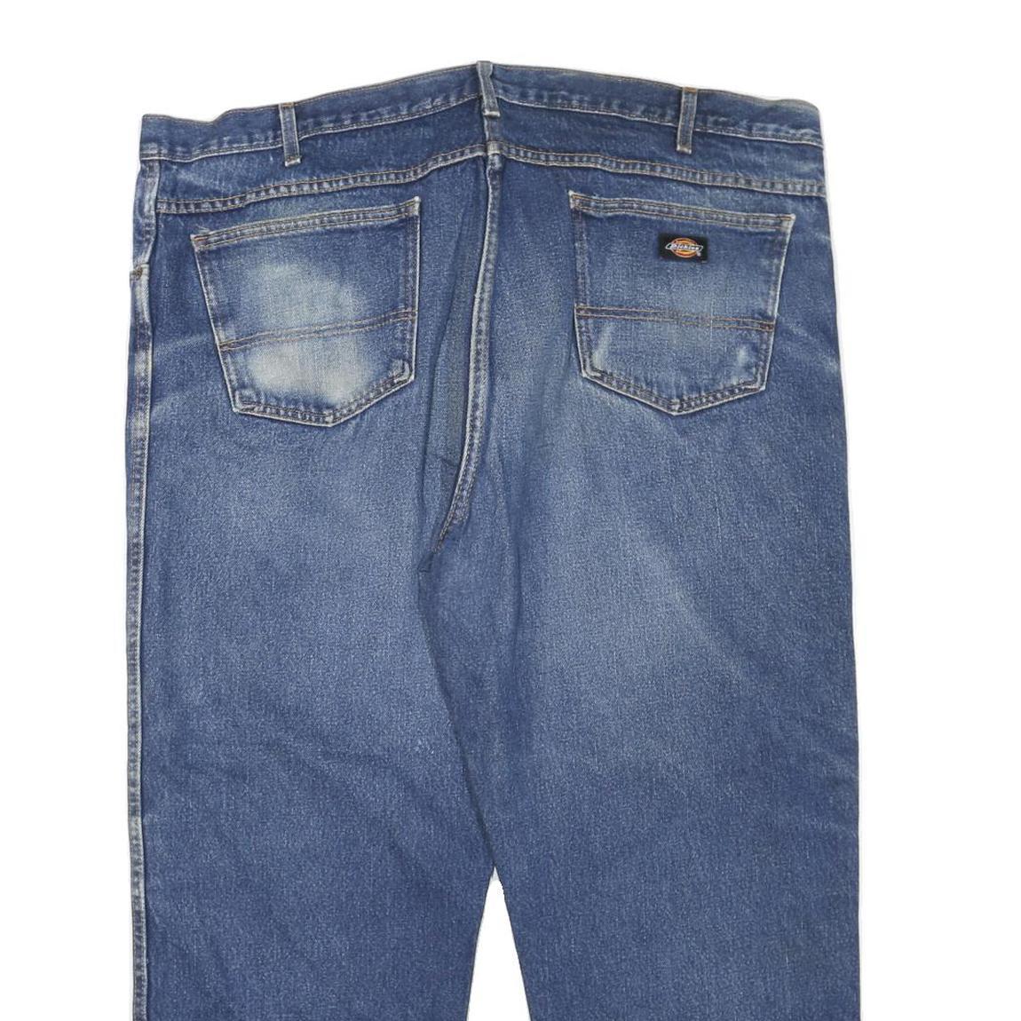 DICKIES Mens Blue Regular Fit Straight Leg Denim Woven Jeans W46 L27 Classic Zip