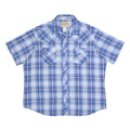WRANGLER Mens Blue & White Check Shirt 2XL Western Casual Short Sleeve