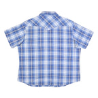 WRANGLER Mens Blue & White Check Shirt 2XL Western Casual Short Sleeve