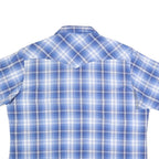 WRANGLER Mens Blue & White Check Shirt 2XL Western Casual Short Sleeve