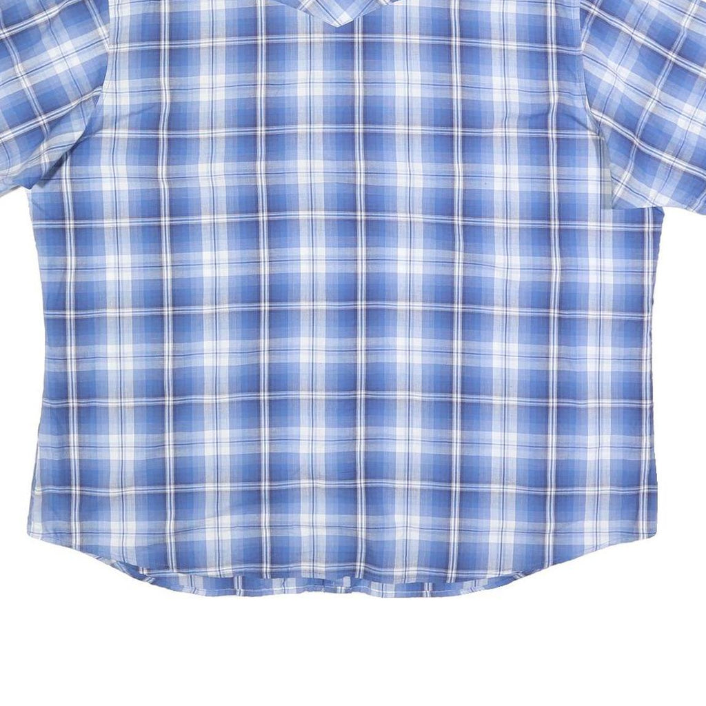 WRANGLER Mens Blue & White Check Shirt 2XL Western Casual Short Sleeve
