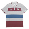ADIDAS Mens Grey & Burgundy Football Short Sleeve Polo Shirt M Cotton Blend