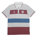 ADIDAS Mens Grey & Burgundy Football Short Sleeve Polo Shirt M Cotton Blend