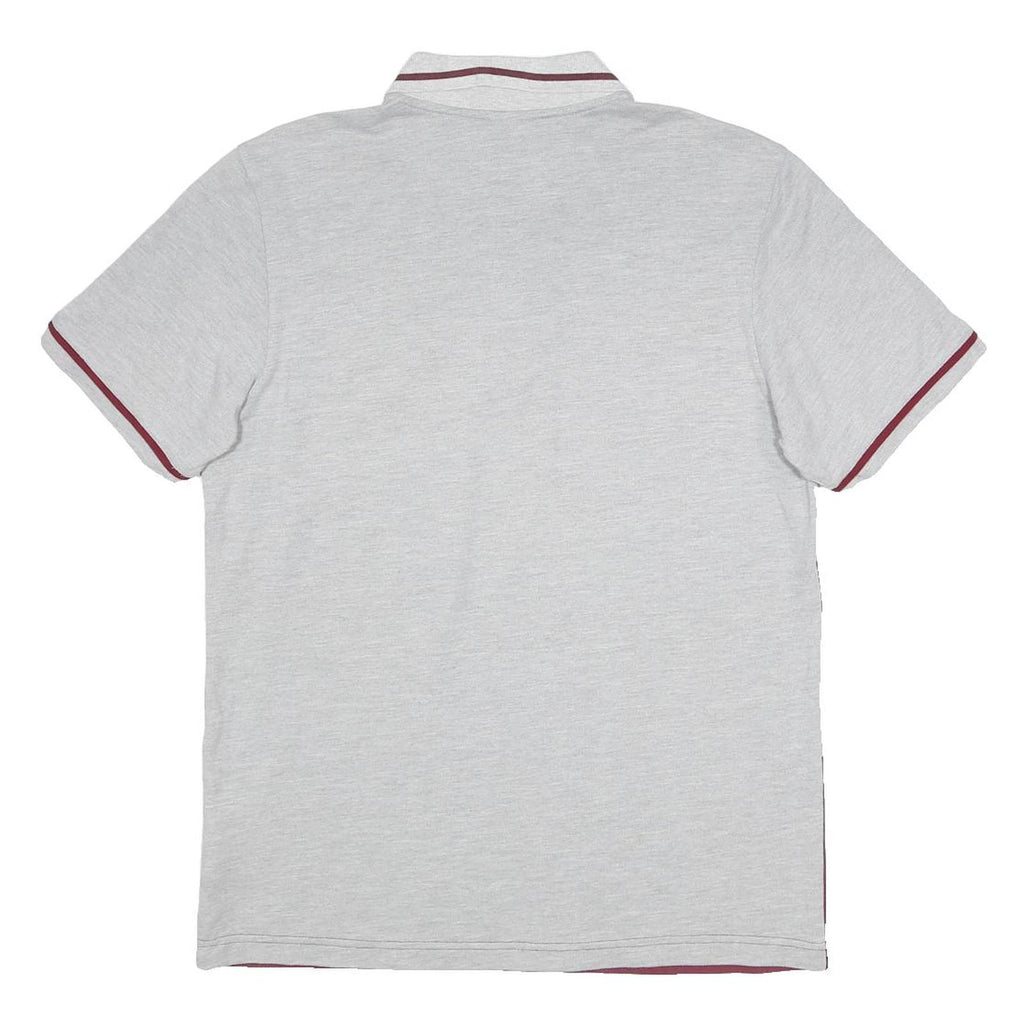 ADIDAS Mens Grey & Burgundy Football Short Sleeve Polo Shirt M Cotton Blend