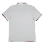ADIDAS Mens Grey & Burgundy Football Short Sleeve Polo Shirt M Cotton Blend