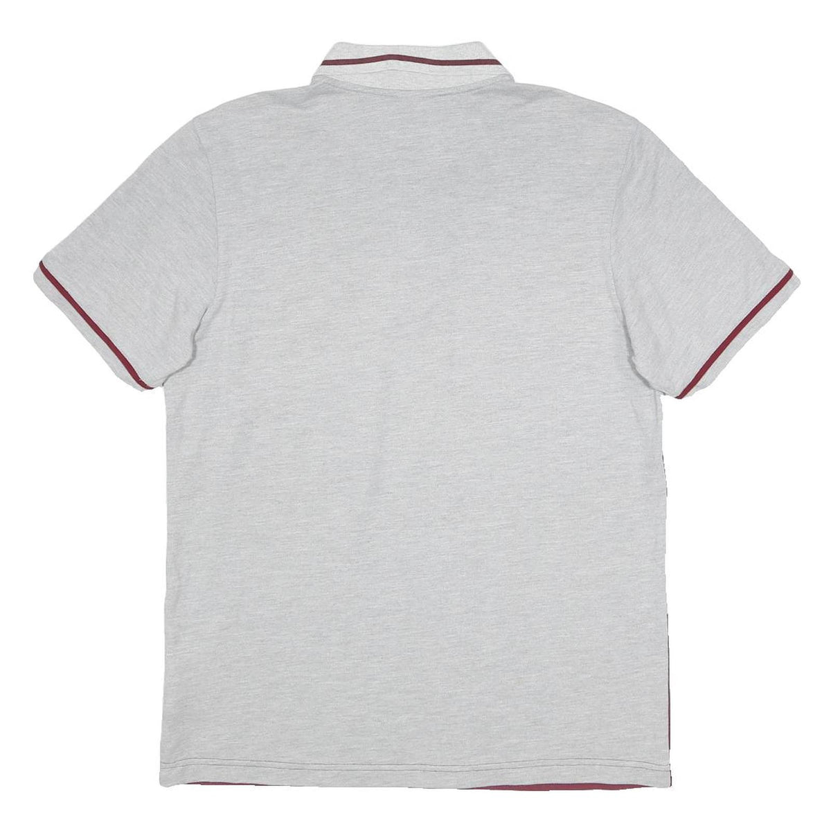 ADIDAS Mens Grey & Burgundy Football Short Sleeve Polo Shirt M Cotton Blend