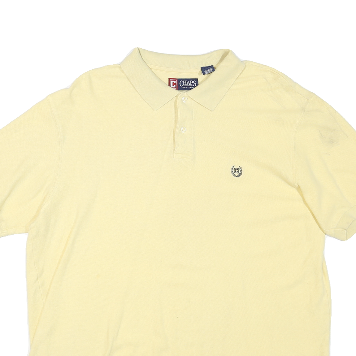 CHAPS Mens Yellow Polo Shirt XL Cotton Blend Basic Casual Summer Wear