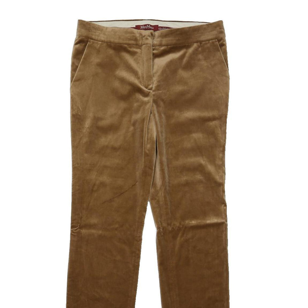 MAX MARA STUDIO Womens Cotton Blend Beige Regular Fit Straight Trousers W30 L30