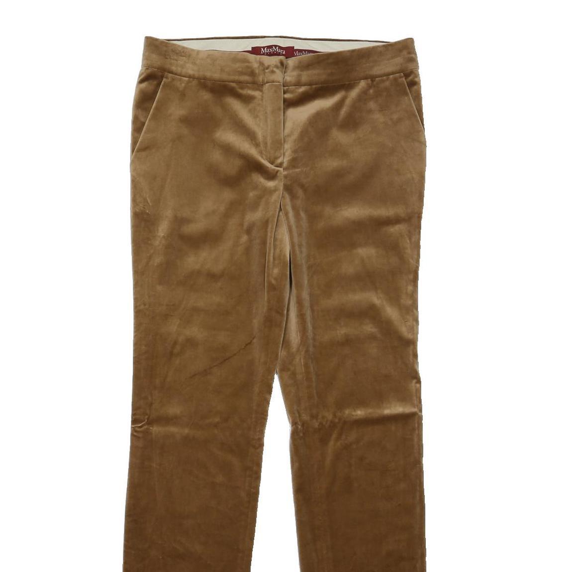 MAX MARA STUDIO Womens Cotton Blend Beige Regular Fit Straight Trousers W30 L30