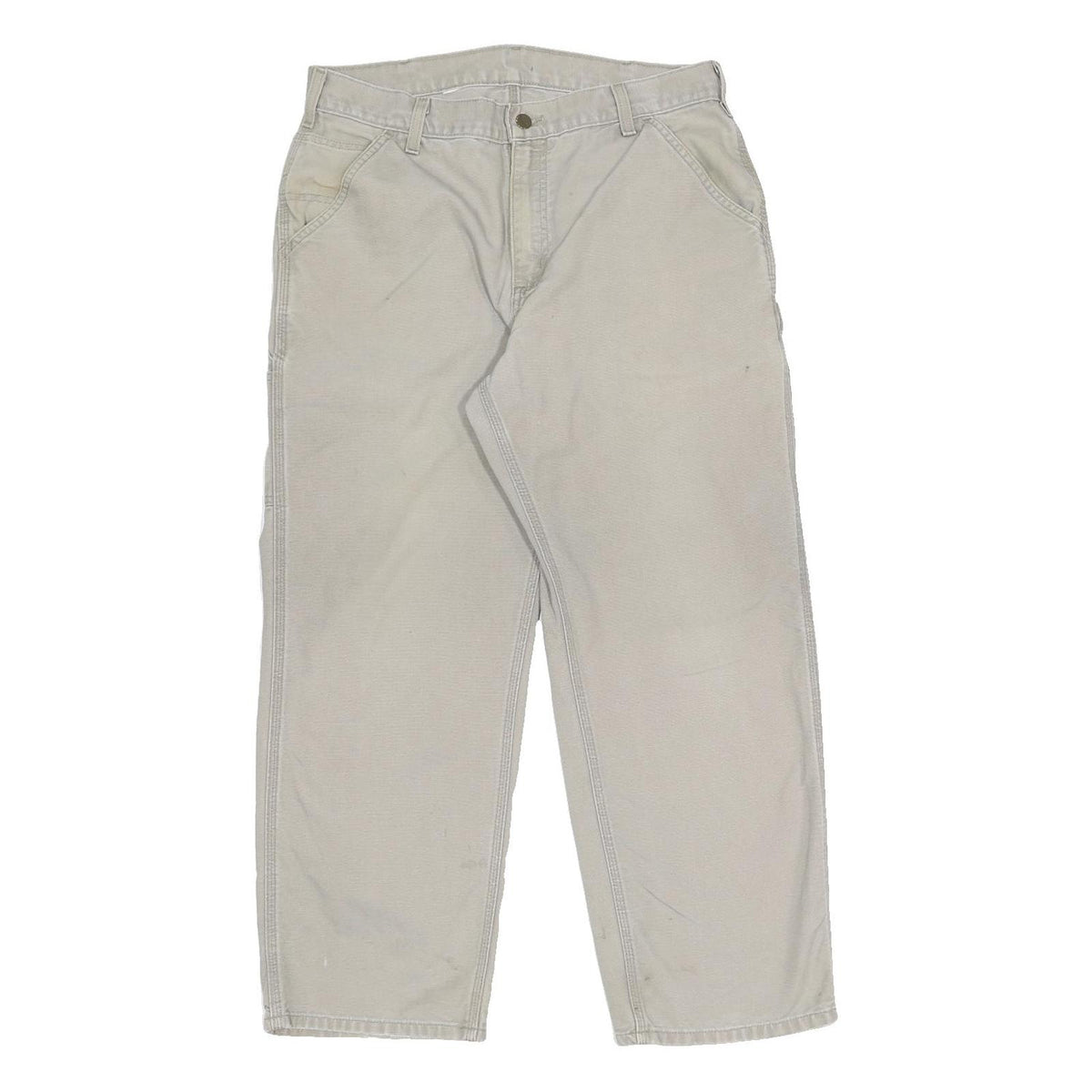 CARHARTT Mens Cotton Beige Regular Straight Trousers W32 L28 Workwear Utility