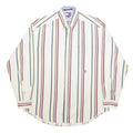 TOMMY HILFIGER Mens White & Multi Stripe Cotton Shirt M Button Down Collar Long