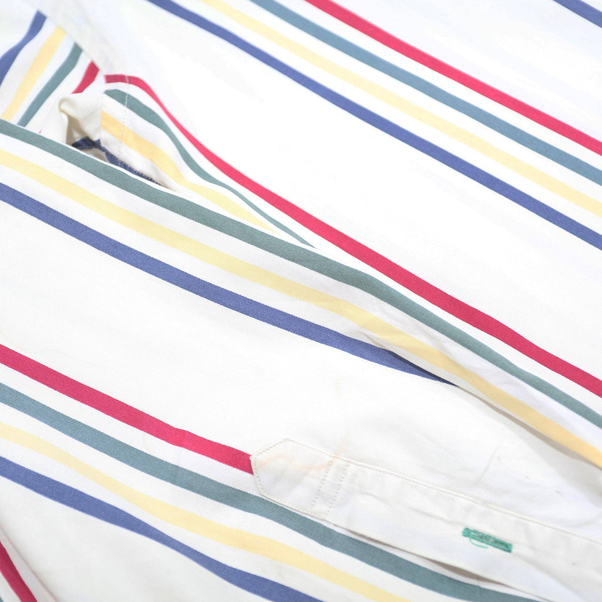 TOMMY HILFIGER Mens White & Multi Stripe Cotton Shirt M Button Down Collar Long