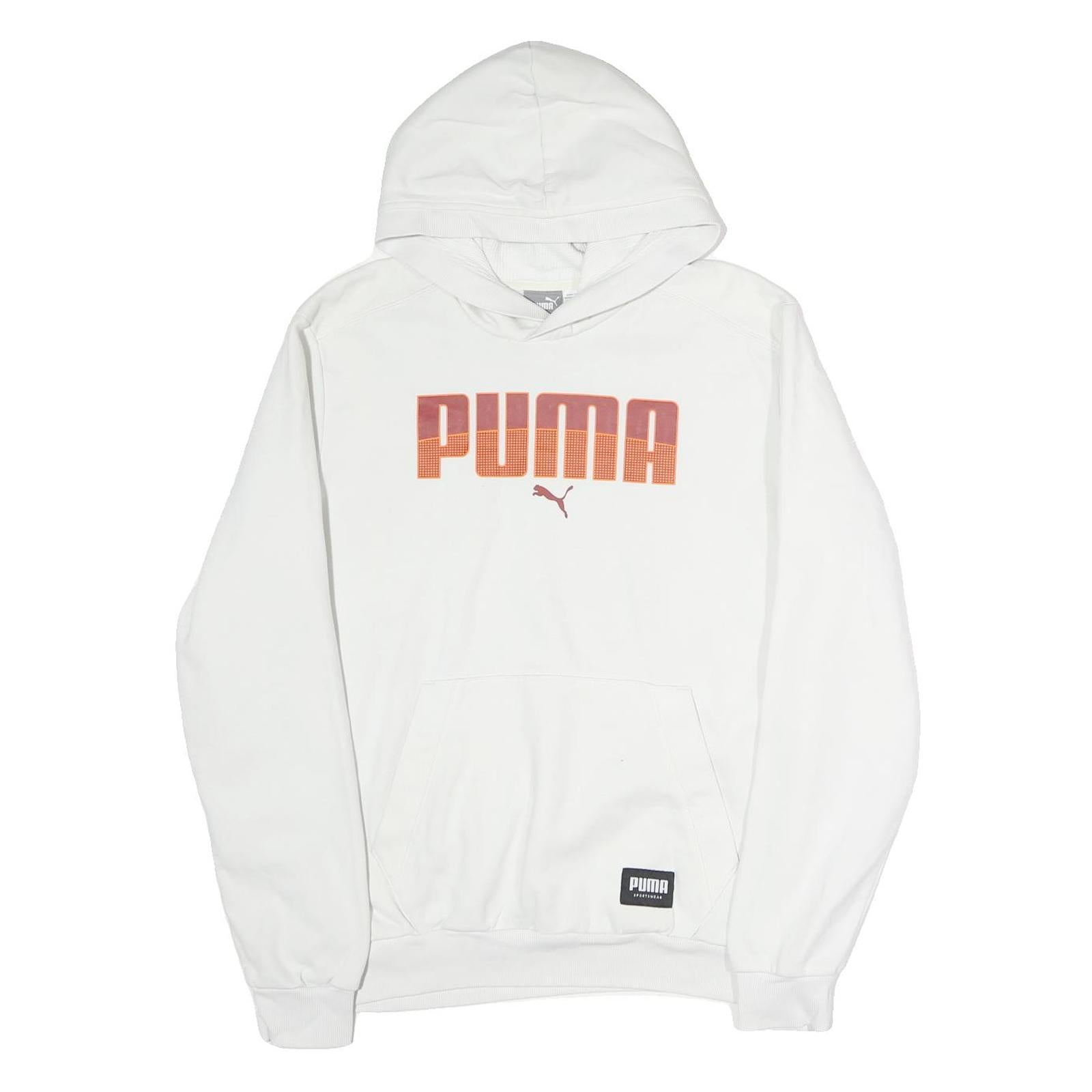 PUMA Mens White Hoodie M Cotton Casual Pullover Hooded Sweatshirt
