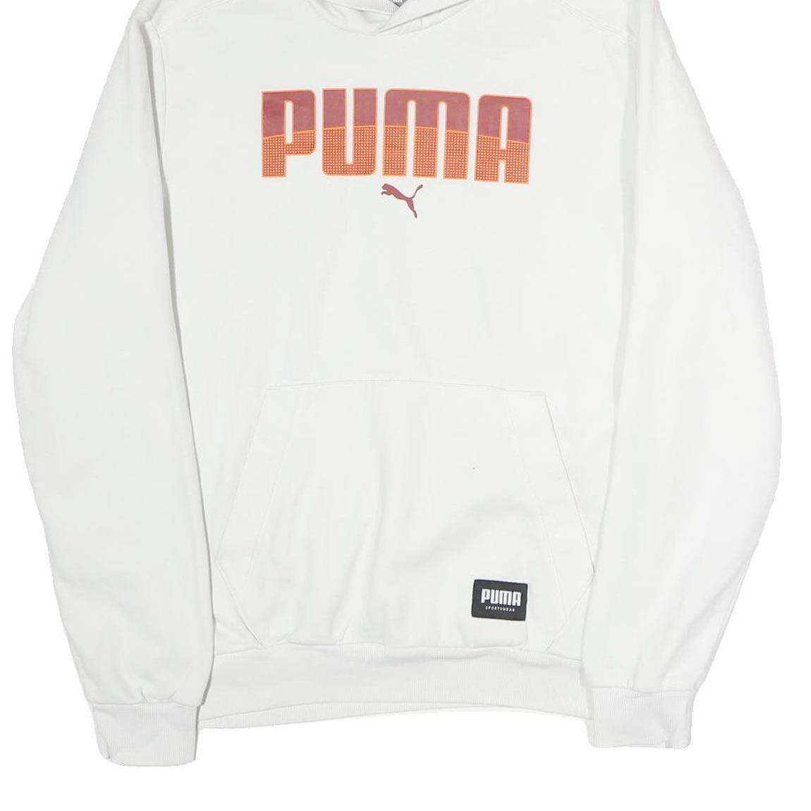 PUMA Mens White Hoodie M Cotton Casual Pullover Hooded Sweatshirt