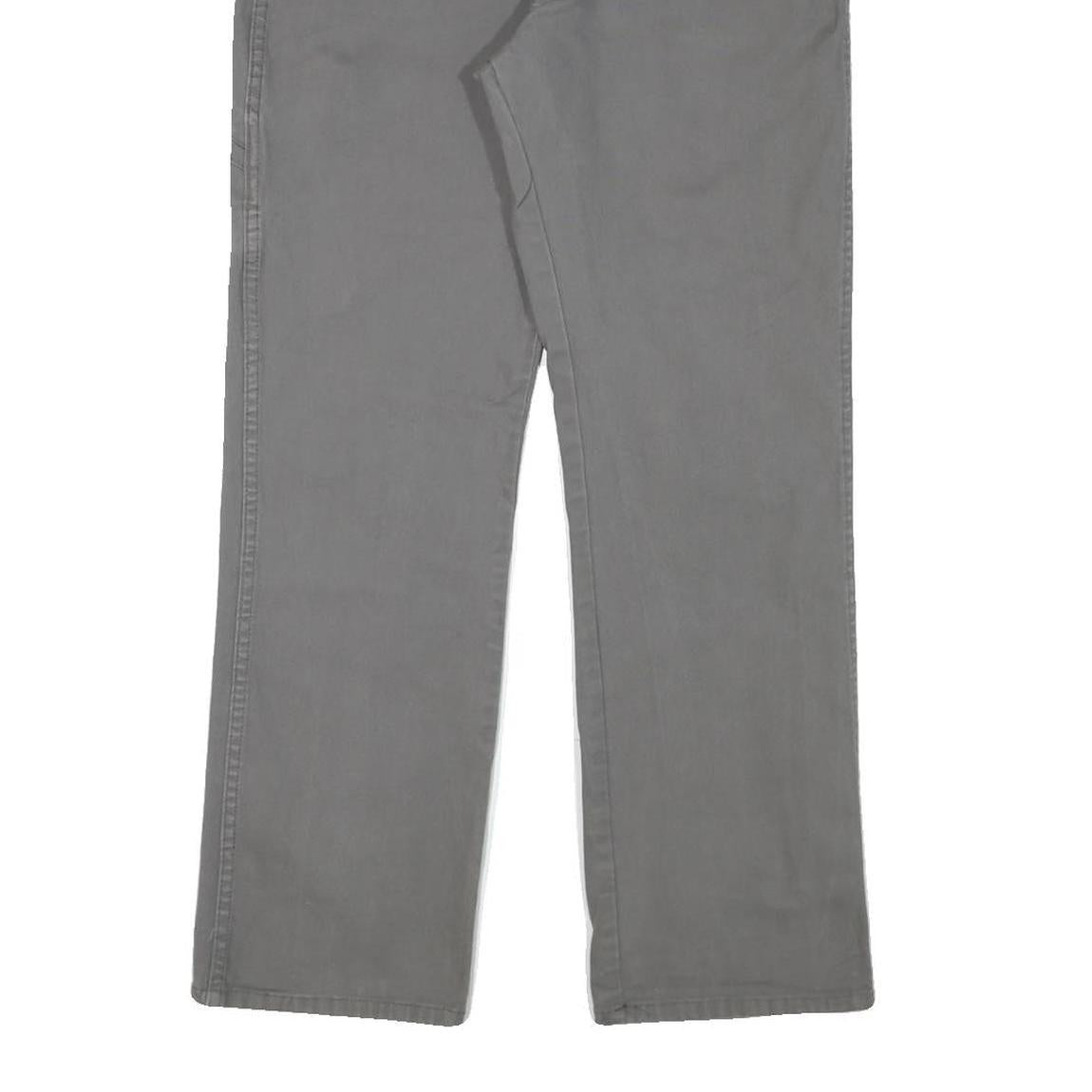 DICKIES Mens Regular Grey Cotton Blend Workwear Trousers W32 L29 Durable Zip