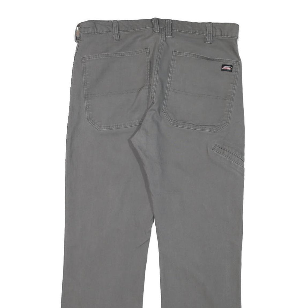 DICKIES Mens Regular Grey Cotton Blend Workwear Trousers W32 L29 Durable Zip
