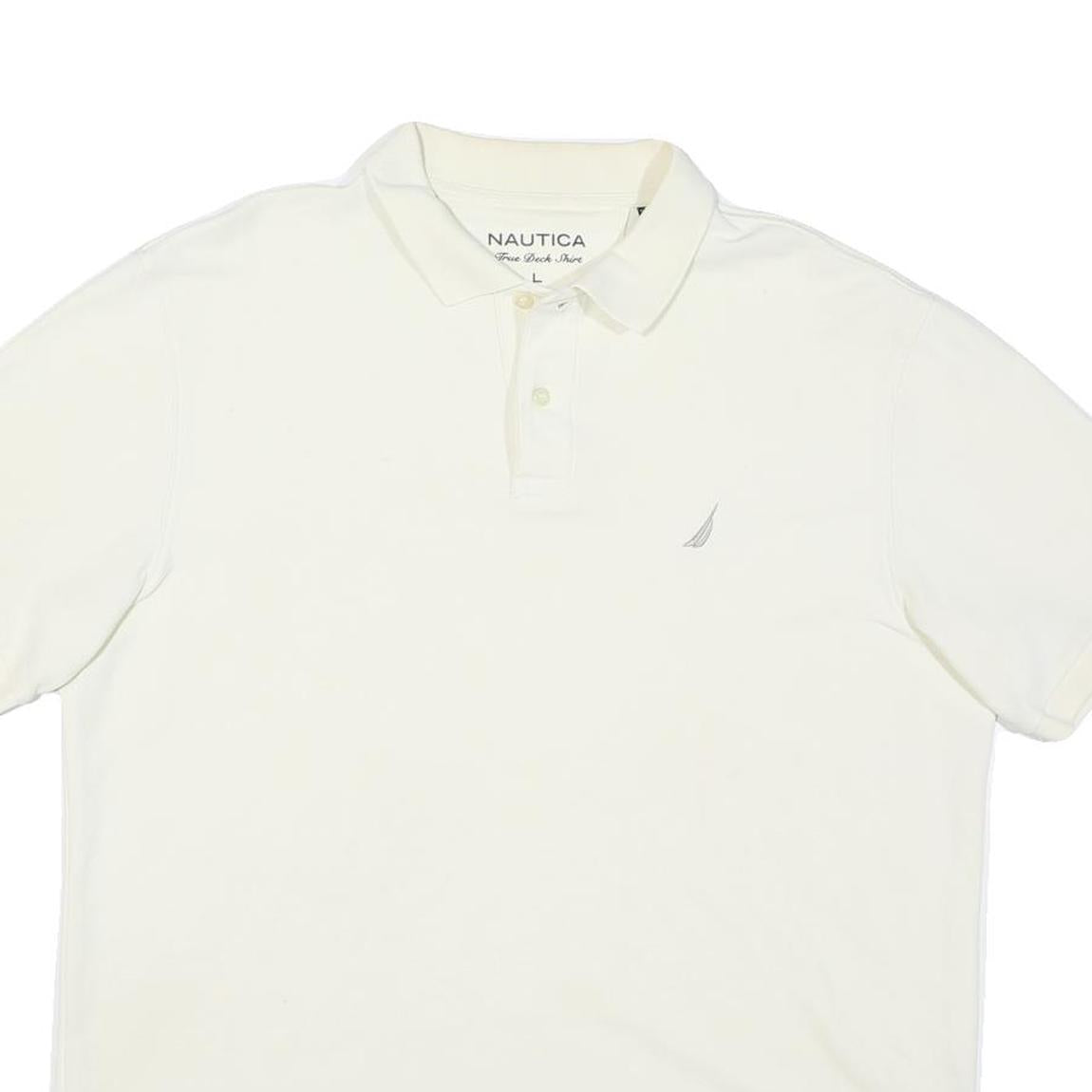 NAUTICA Mens White Short Sleeve Plain Polo Shirt L Classic Cotton Blend