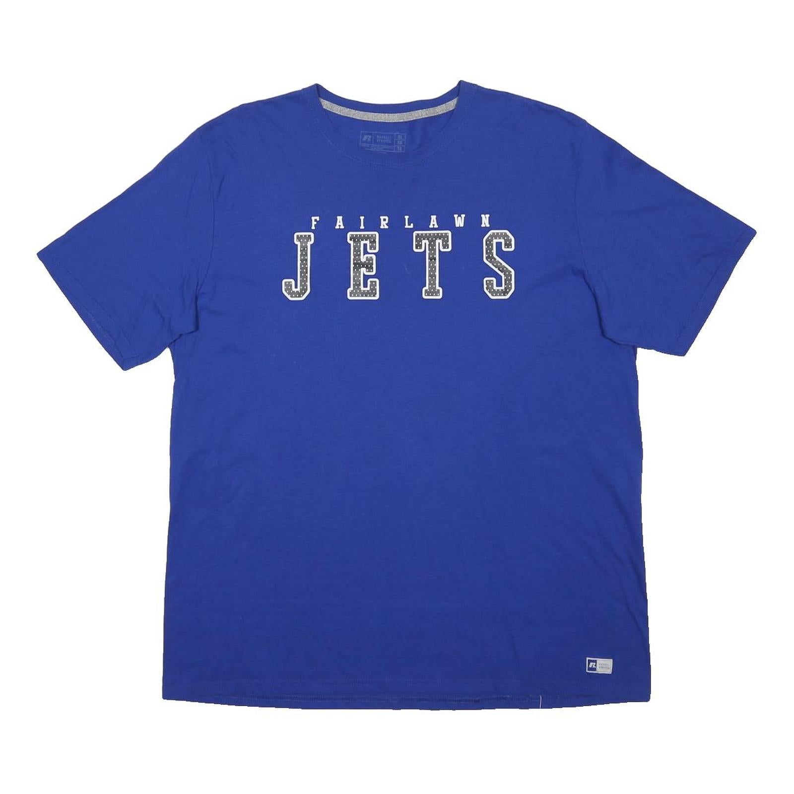 RUSSELL ATHLETIC Mens Blue Fairlawn Jets Graphic T-Shirt XL Short Sleeve Crew