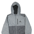 ADIDAS Womens Grey & Dark Grey Zip Up Hooded Jacket M Polyester Blend Casual