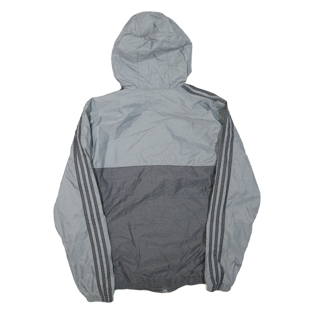 ADIDAS Womens Grey & Dark Grey Zip Up Hooded Jacket M Polyester Blend Casual