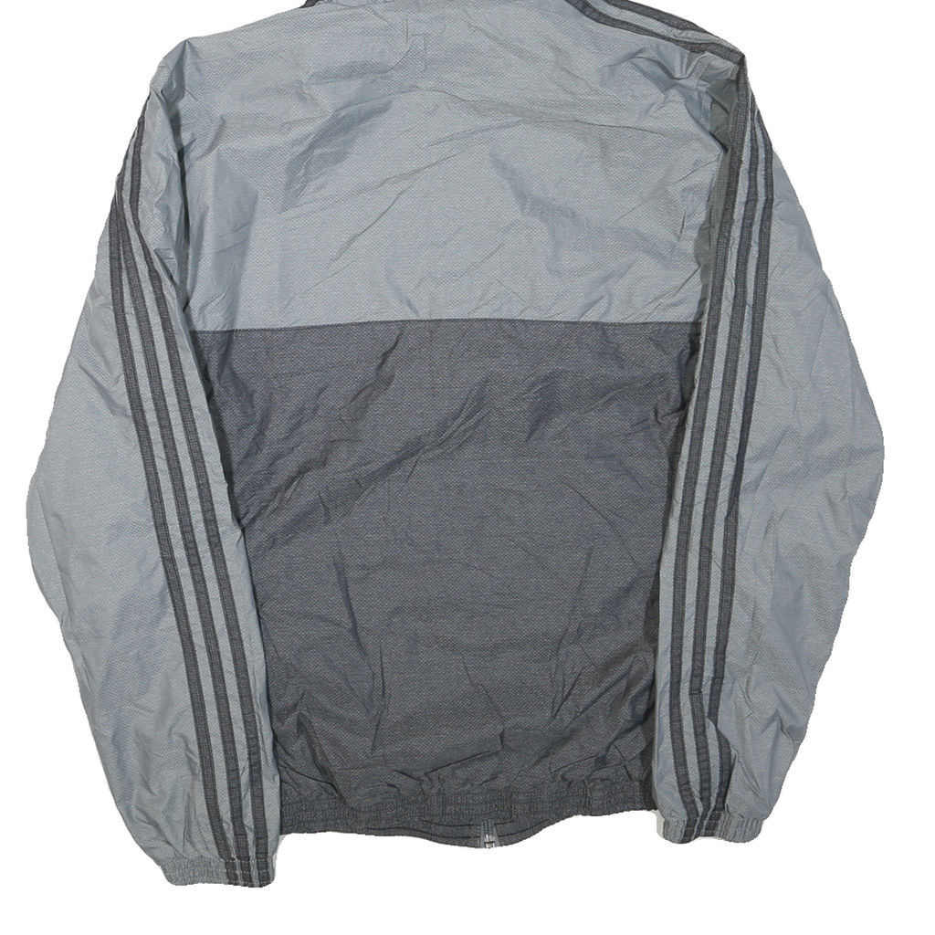 ADIDAS Womens Grey & Dark Grey Zip Up Hooded Jacket M Polyester Blend Casual